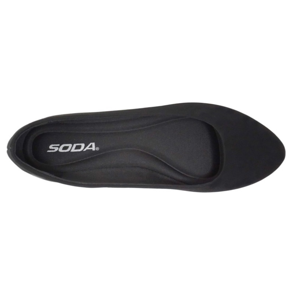 EUC Soda Redbud ~ Women’s Comfort Pointed Toe Ballet Flat Shoe, Black Suede 9